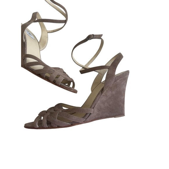 BARNEYS Co-Op Gray Suede Wedges Sandals Size 40 - Picture 8 of 11